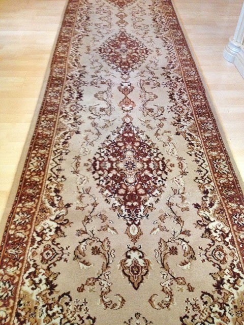 Loper perzisch/oosters tapijt wol,vintage bloemen 350x85 cm - beige,bruin - Lopers tapijten - Westenhof