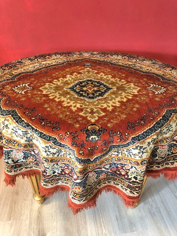 vooroordeel slank Passief Vintage wollen perzisch / oosters tafelkleed klassiek, rond dia. 160 cm –  rood oranje - Tafelkleden - Westenhof