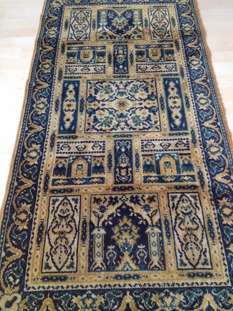 Uitstekend Met name gemiddelde Vintage wollen perzisch loper/tapijt hal gang, bakhtiar 135x68 cm -  goud,donkerblauw,donkergroen - Lopers tapijten - Westenhof