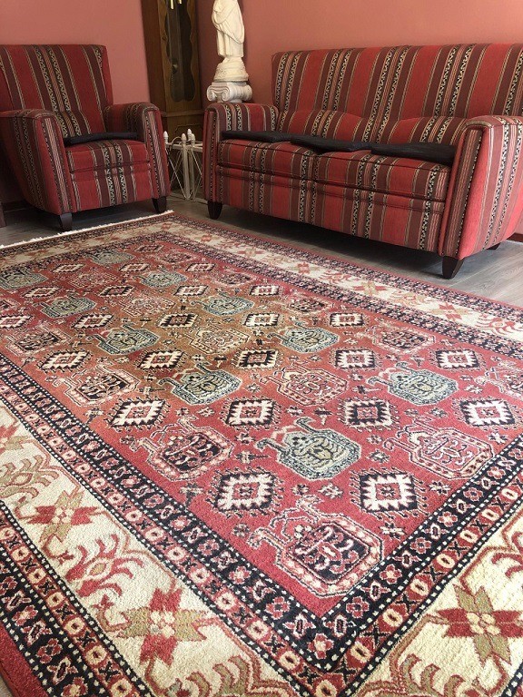 Reductor Banzai band Oosters vloerkleed / perzisch tapijt kazak vintage 300x200 cm - rood oranje  - Tapijten / Vloerkleden - Westenhof