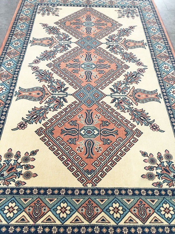 Centimeter Inademen Slank Oosters vloerkleed / perzisch tapijt kazak creme, groen met oranje 250x160  cm - Tapijten / Vloerkleden - Westenhof
