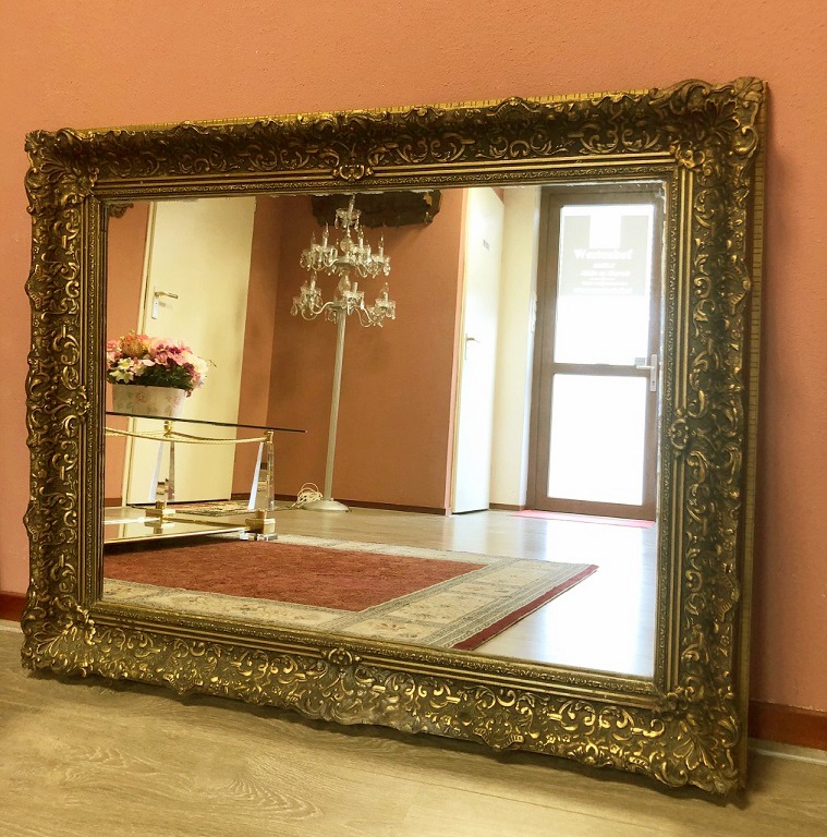 Niet genoeg Anders Egomania Grote barok spiegel retro / antiek met gouden lijst hout 100x80 cm -  Spiegels - Westenhof