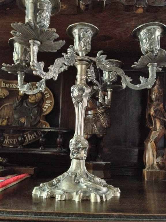 Antieke Brocante Verzilverde Kandelaar Zilver Met 5 Armen Kaarsen Kandelaars Westenhof