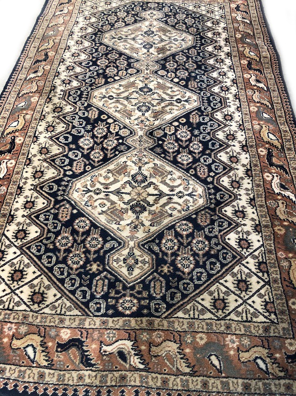 Catastrofaal Ijzig Bijzettafeltje Vintage perzisch tapijt loper handgeknoopt Yalameh oosters kleed / hal /  gang 185x102 cm - blauw - Lopers tapijten - Westenhof