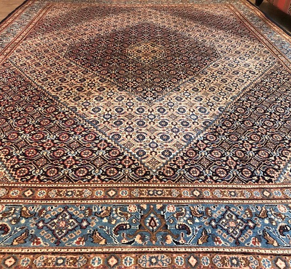 Handgeknoopt Bidjar perzisch tapijt / vloerkleed wol, klassiek vintage 315x228 cm, bruin, blauw, - Tapijten / -