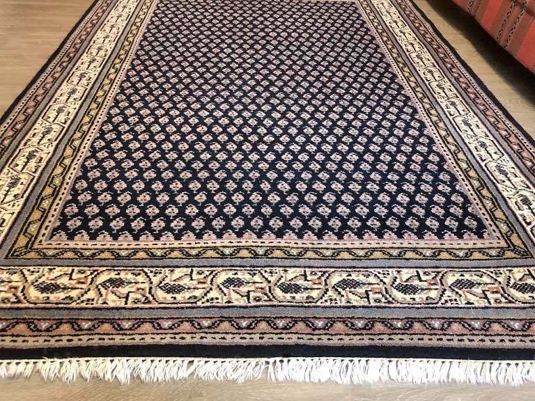 behang Werkgever aan de andere kant, Handgeknoopt mir perzisch tapijt / vloerkleed sarouk wol vintage 250x175 cm  blauw - Tapijt / Vloerkleden - Westenhof