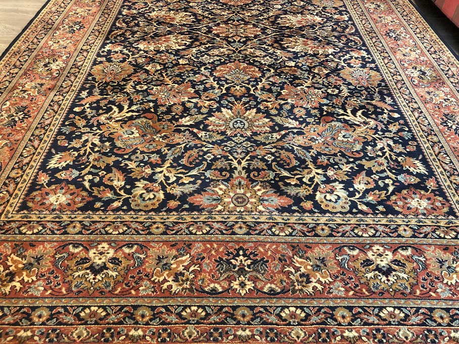oosters wollen vloerkleed / perzisch tapijt tabriz 300x200 cm – / donkerblauw, oud oranje - Tapijten / - Westenhof