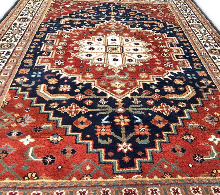 Handgeknoopt perzisch hamadan oosters vloerkleed wol klassiek vintage 235x172 cm rood, blauw Tapijten / Vloerkleden - Westenhof